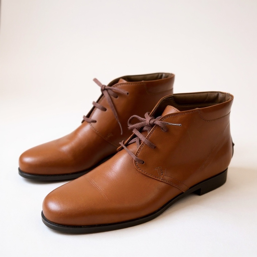 JP Tod's Lace-Up Vintage Brown Leather Ankle Boots Size EU 37.5 US 7.5 W…